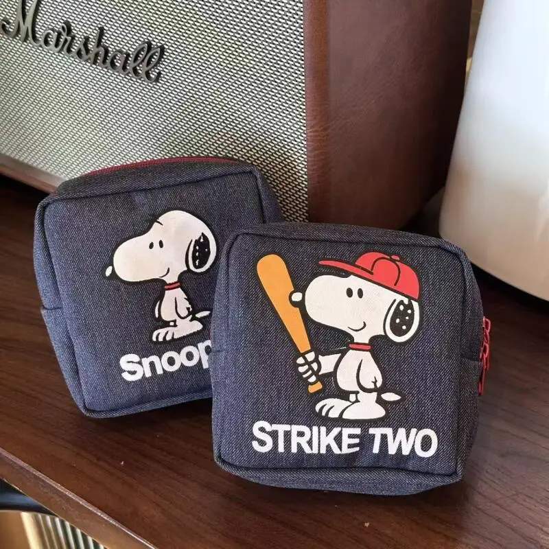 New Snoopy Makeup Bag Kawaii Portable Handheld Storage Bag Small Square Bag Ins Korean Cartoon Anime Friends Birthday Gift