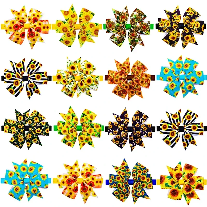 100pcs Pet Cat Dog Bow Ties Fashion Popular Pet Supplies Flower Pet Bowties Collar Pet Puppy Small Dog Grooming Accessories