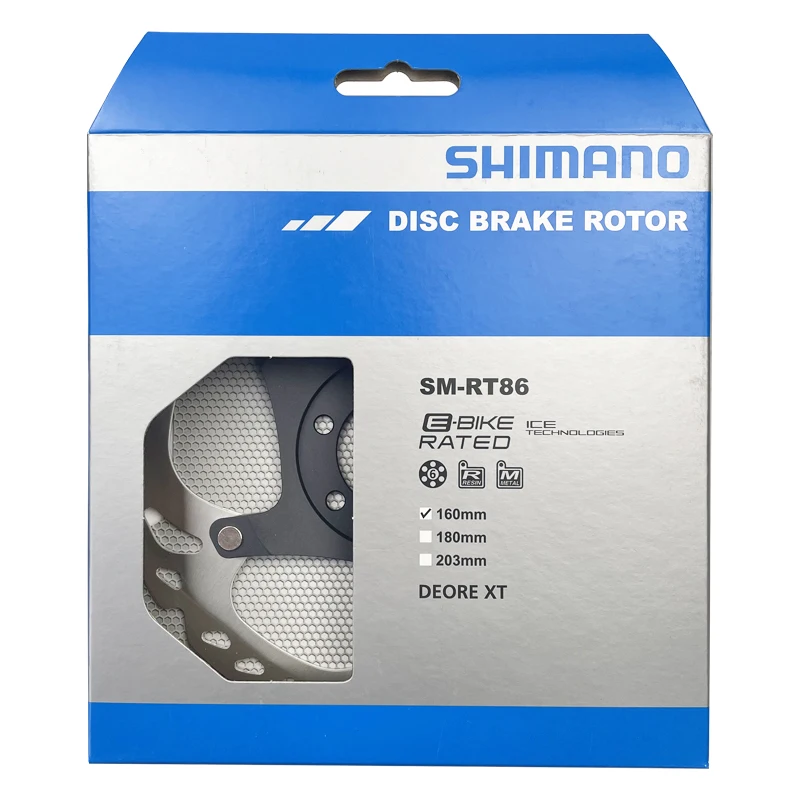 SHIMANO-DEORE XT 6-Bolt Disc Brake Rotor SM-RT86, ICE Technology, 203mm, 180mm, 160mm, MTB and Road Bicycle Accessories, Cycling