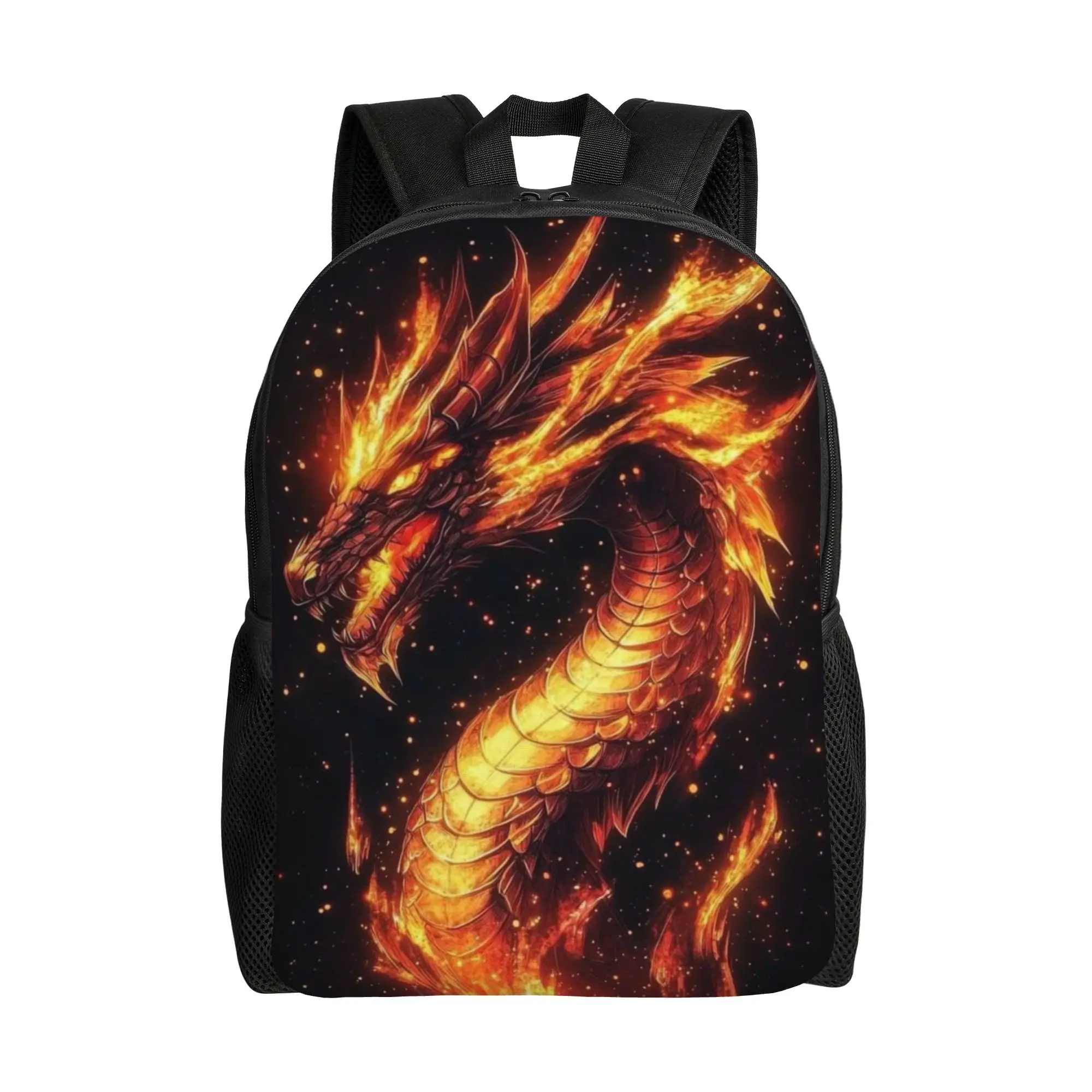 Back to school season Golden Fire Dragon Art Print Rucksack  High School Students Harajuku Design Backpack