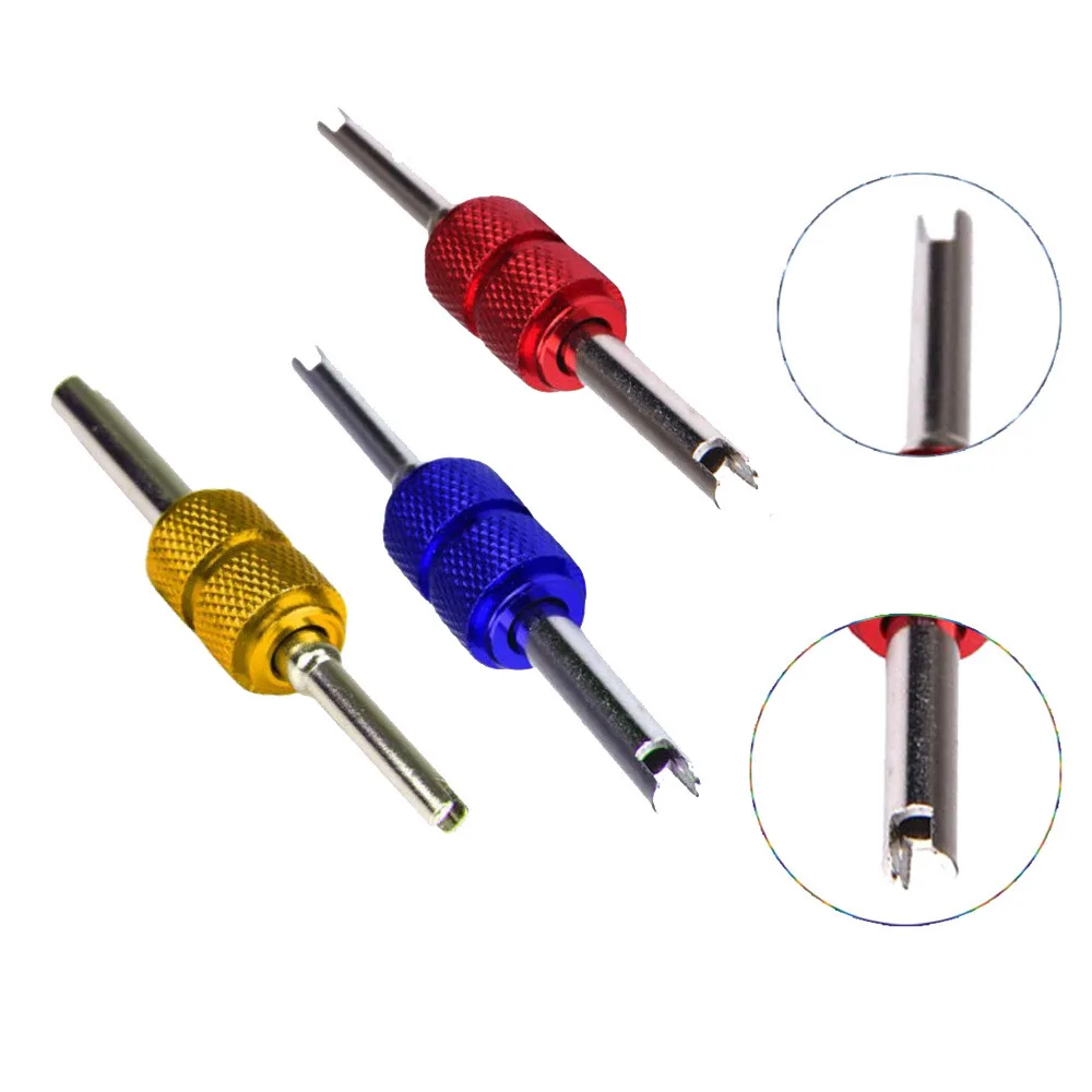 1pc Car Wheel Tire Repair Tool Install Remove Dual Head Wrench Auto Accessories Valve Stem Core Remover Spanner Blue Red Gold