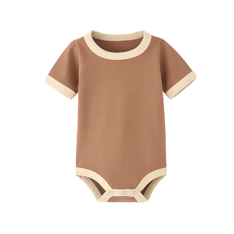 Color Matching Newborn Baby Organic Cotton Summer Rompers Short Sleeve Soft Skin-friendly Romper Pajamas Infant Tops Jumpsuit