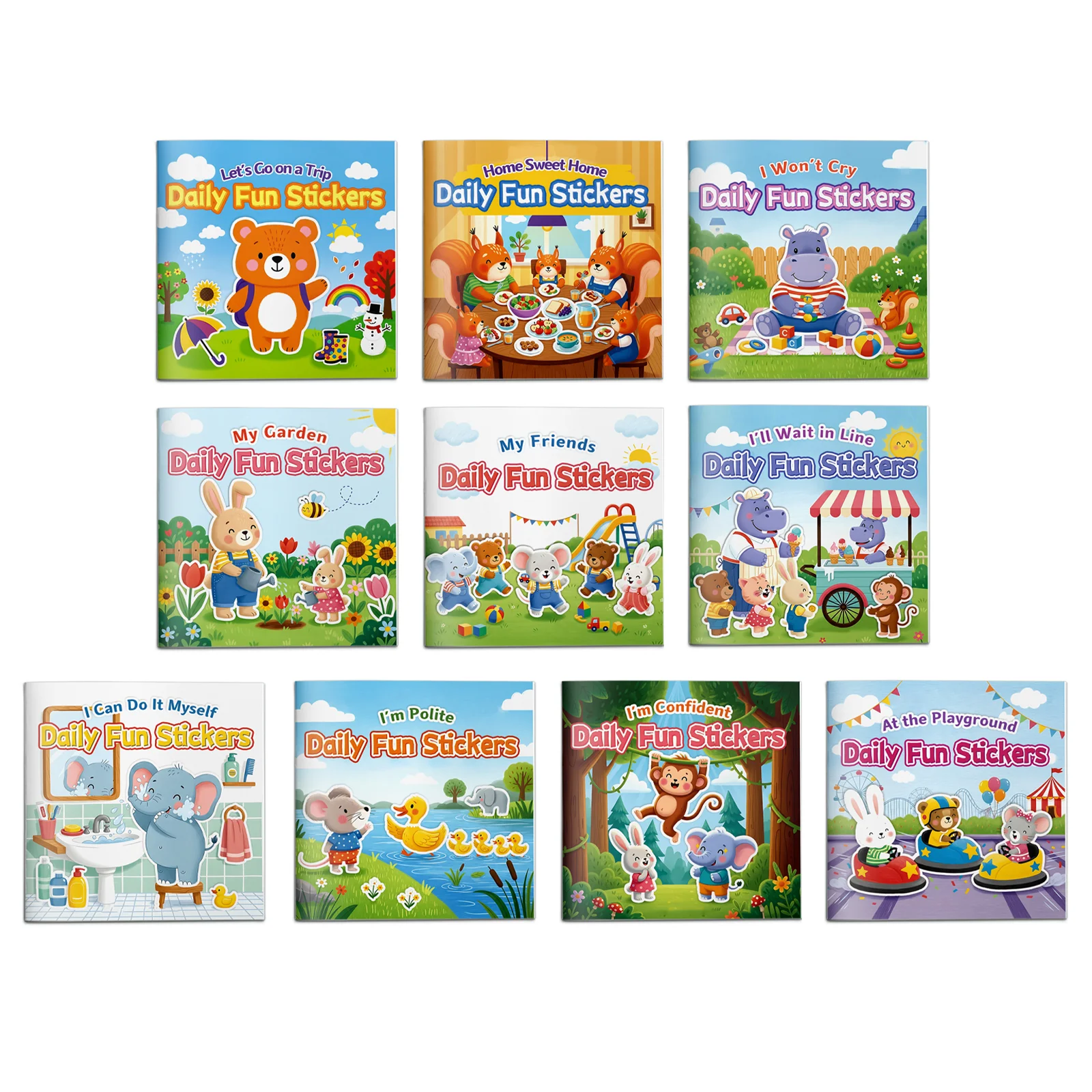 Children Sticker Activity Book with 10 Interesting Themes Lovely Cartoon Designs Perfect Gift for Kids