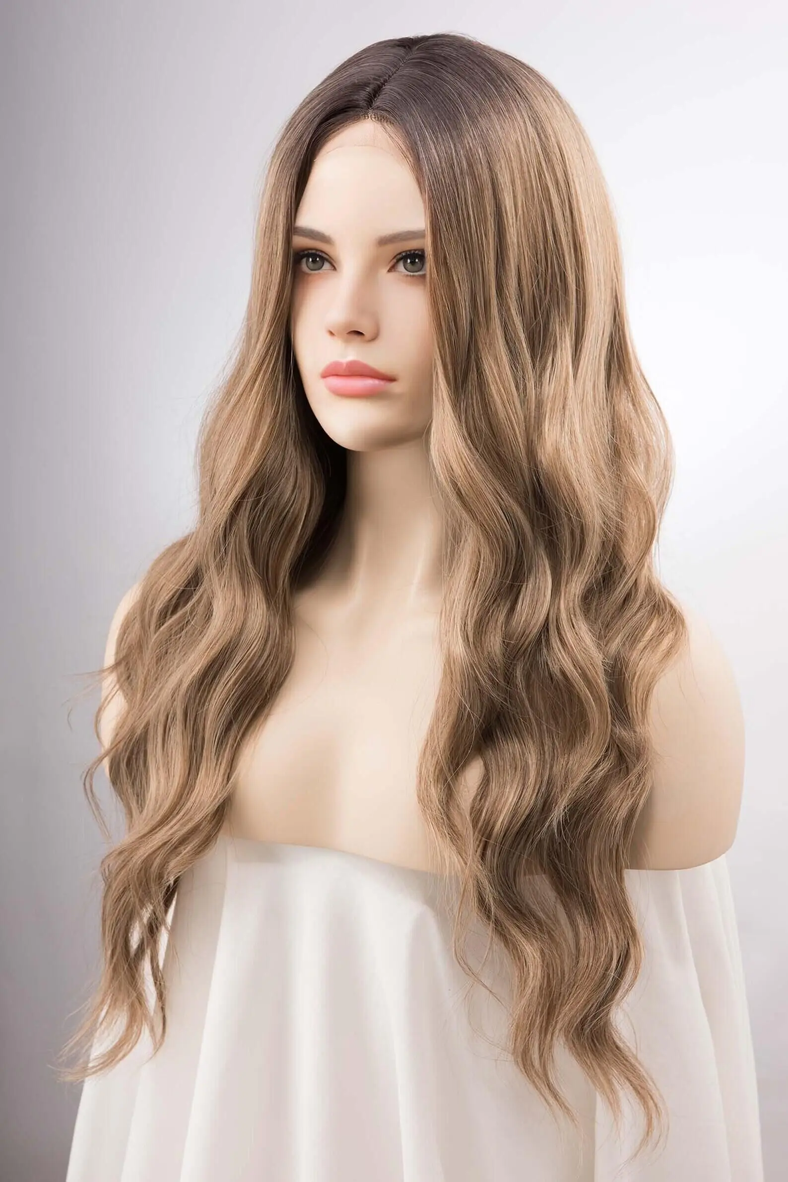 InjBase-Perruque de cheveux humains européens sans colle, vague de corps douce, brun ombré, pré-plumé, cheveux de bébé, dentelle HD, 30 po, 5x5