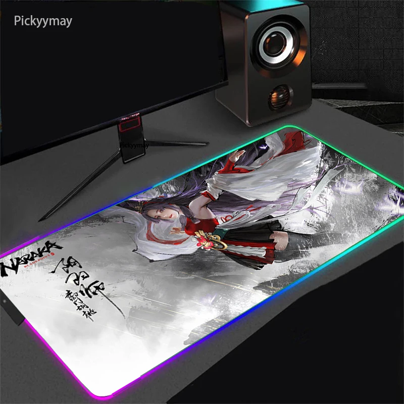 Naraka Gaming Mouse Pad RGB Keyboard Desk Mat PC Desktop Rug Gaming Accessories Backlit Anime Mousepad LED Gamer Computer Carpet