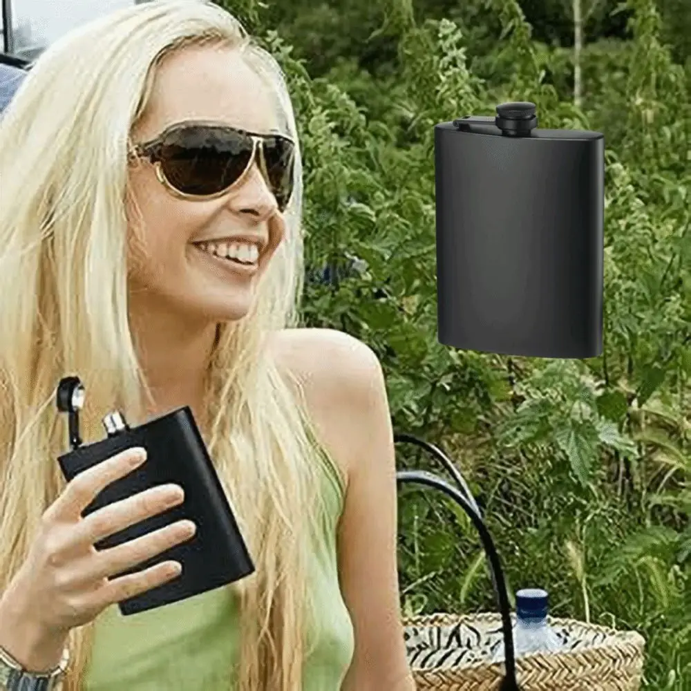 

Drinkware 6/8/12 Oz Black Pocket Flagon Stainless Steel Durable Whisky Bottle Non -broken Flat Liquor Flask Man