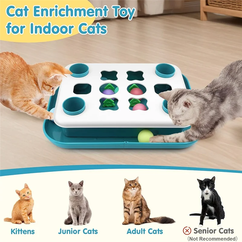 

ABVT-Cat Treat Puzzle - 2 In 1 Interactive Track Ball & Food Puzzle Slow Feeder For Indoor Cats, Game For Kitten