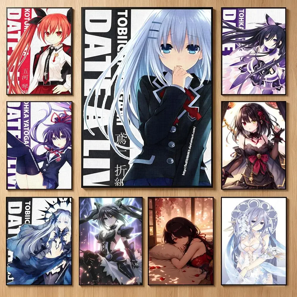 Fantasy Romceanime D-Date A Live Poster Classic Self-Adhesive PP Wall Sticker for Living Room Bar Decor Gift