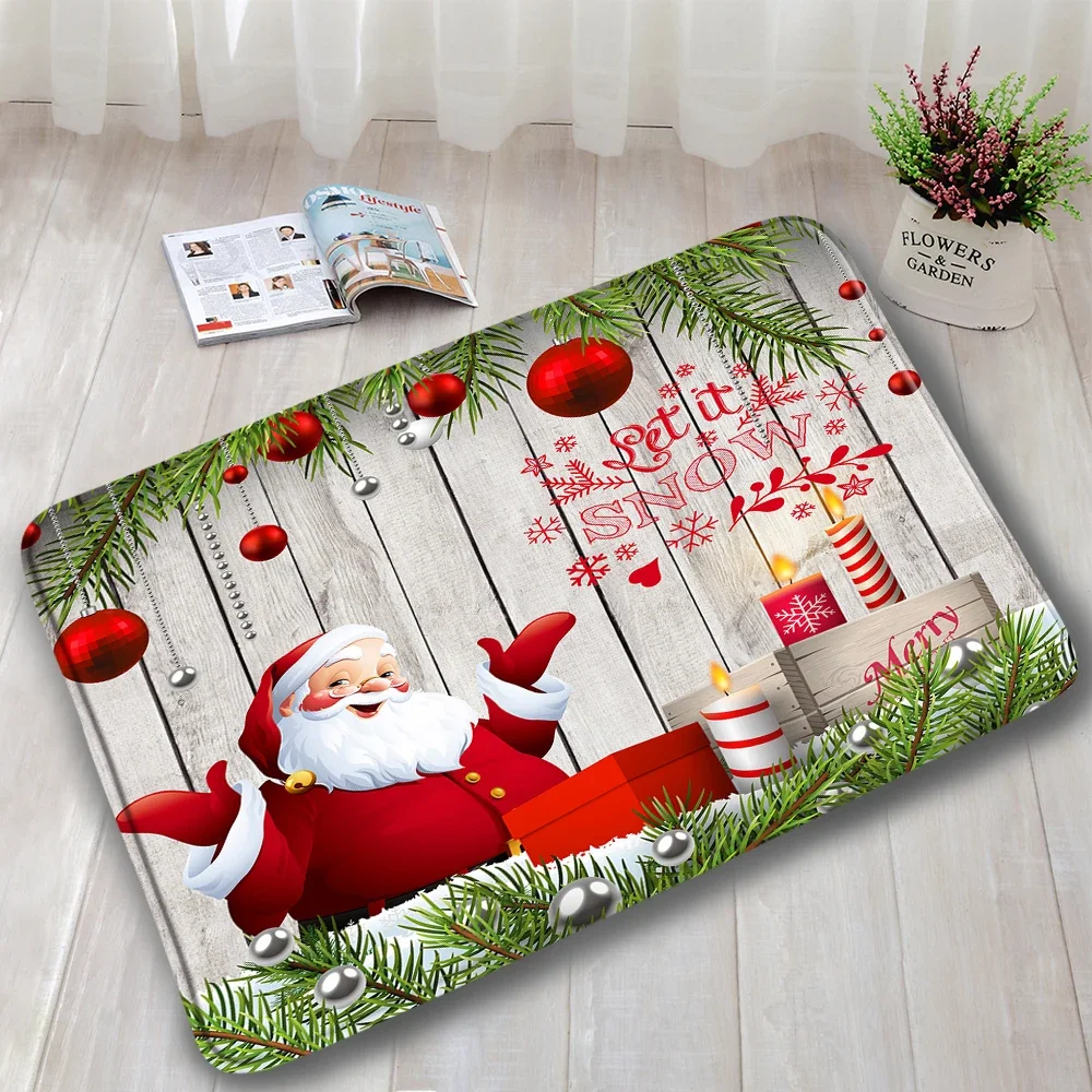 Kerst Douchegordijnen Set Kerstman Kerstballen Pine Branch Board Nieuwjaar Badkamer Decor Antislip Tapijt Badmatten Wc deksel