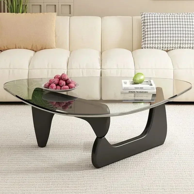 Mesa de centro transparente minimalista nórdica, mesa de centro de cristal para sala de estar, muebles de madera maciza de lujo, mesa de centro