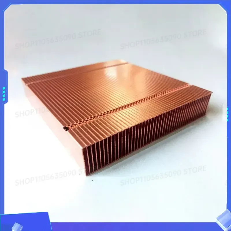 Pure Copper Cooling Fins 75x68x12mm Finned DIY Heatsink Radiator Red Copper Heat Sink for Electronic Chip Heat Dissipation