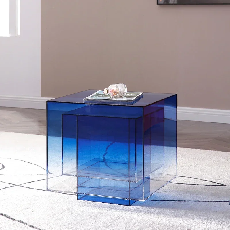 Acrylic blue gradual change small coffee table modern simple living room sofa side balcony designer creative coffee table