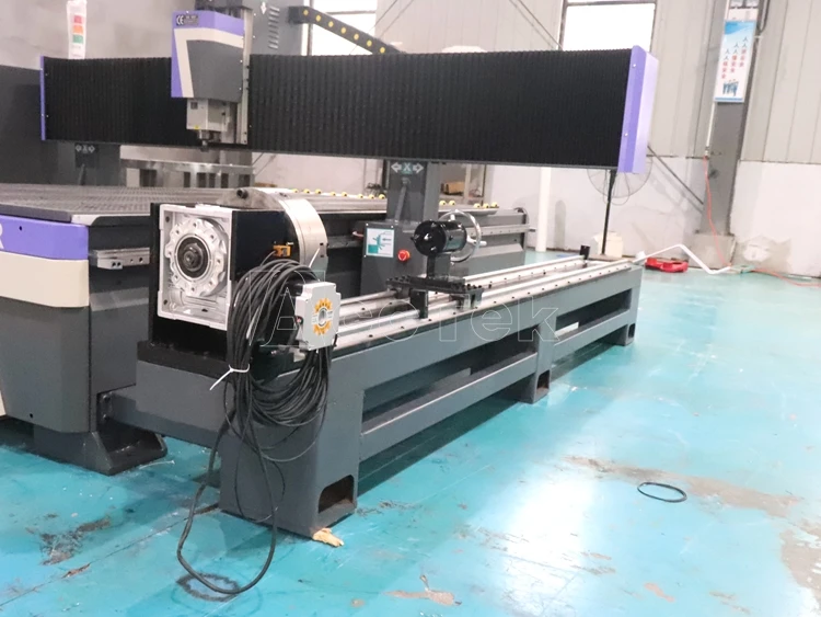 ACCTEK 4*8ft Wood CNC Machine 1300*2500mm 4 Axis 3d CNC Router Side Rotary Router CNC Machine for Flat and Cylinder Work Pieces