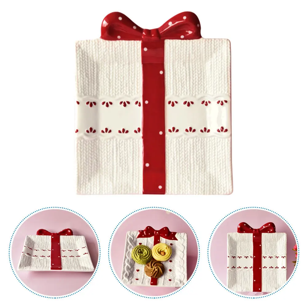 

1Pcs Candy Plate Ceramic Bow Shape Snack Storage Tray Afternoon Tea Container Household Holder Candy Plate,dessert Tray