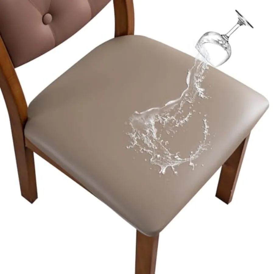 

Водонепроницаемые чехлы для стульев из искусственной кожи, комплект из 6 эластичных чехлов для обеденных стульев