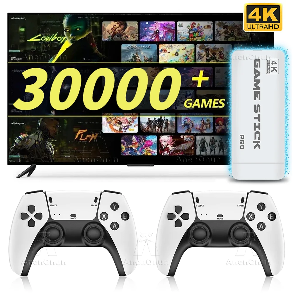 

4K Game Stick Встроенный 30000+ игр 18 Эмулятор Высокопроизводительная ТВ-игровая консоль Высококачественный игровой автомат Emuelec Retro