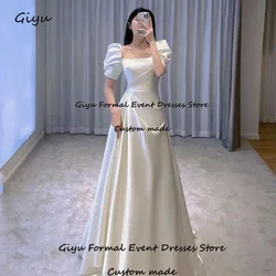 Giyu Simple A-line Korea Wedding Dress Photoshoot Square Collar Draped Floor-Length Vestidos Novias Boda Bridal Gown 웨딩드레스