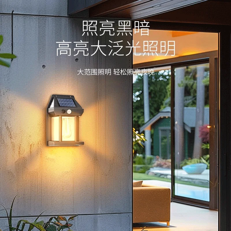 Outdoor Waterproof Solar Garden Wall Lamp Villa Gate Background Wall Sensor Lamp Garden Patio Lamp