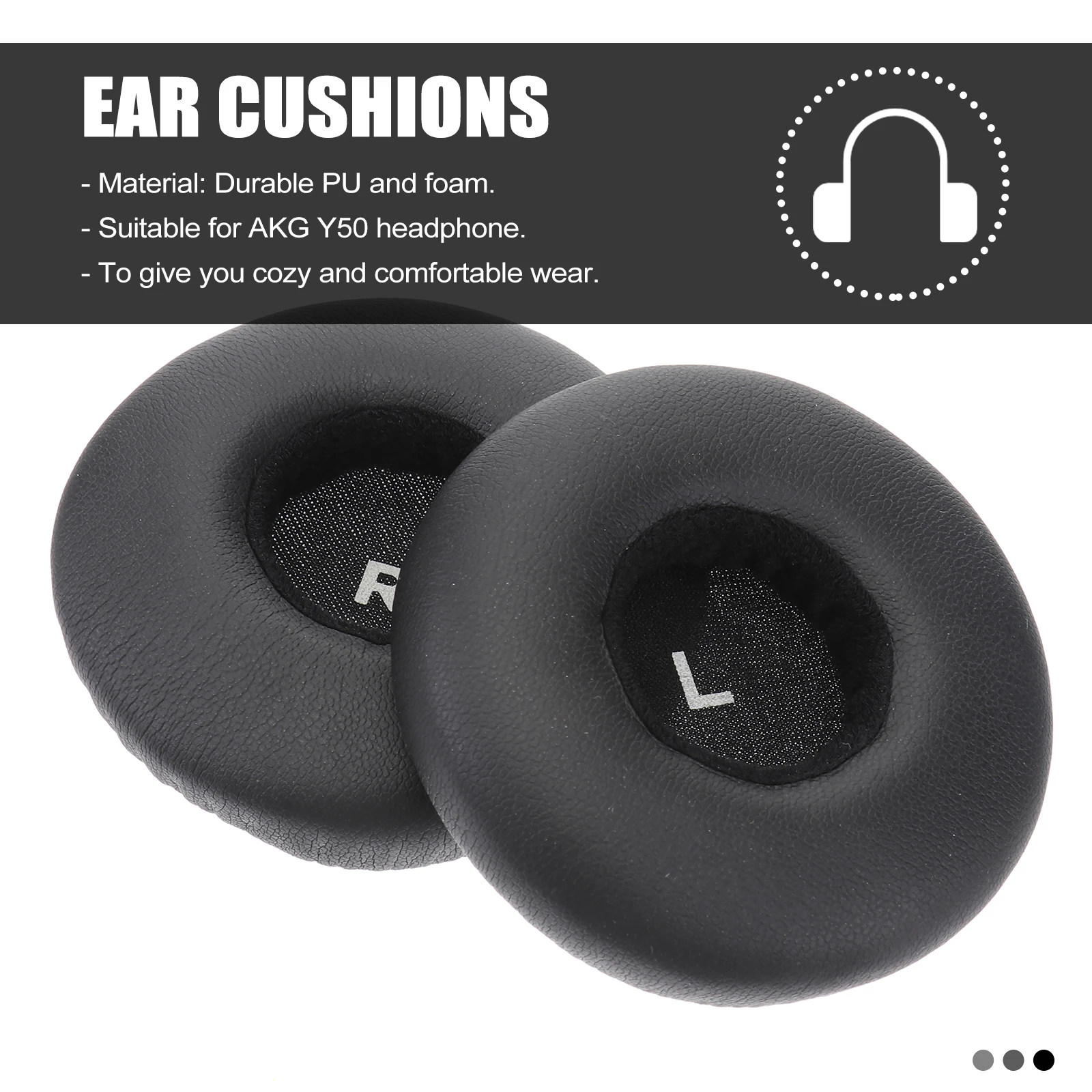 

Pair Replacement Ear Cushions For Y50 Black Durable Pu Foam Comfortable Bass Enhanced Earpads For Y50 Headphones Headphone
