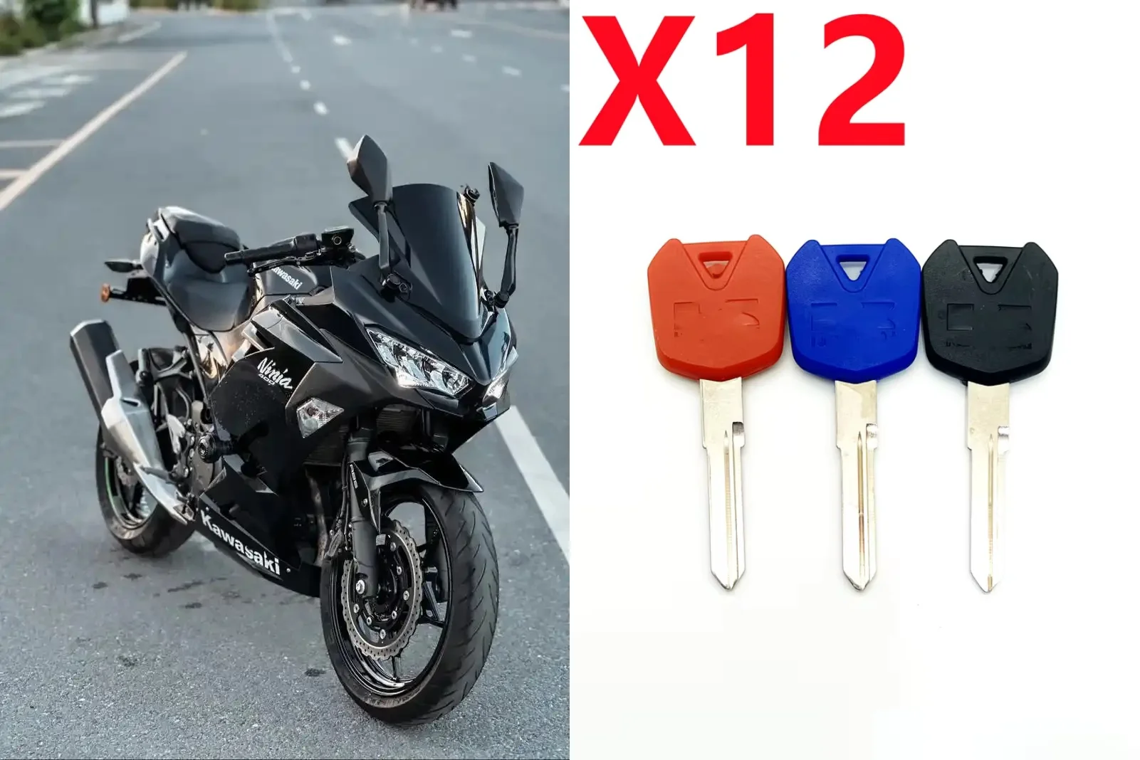 

New Blank Key Motorcycle Replace Uncut Keys For Kawasaki NINJA250 ZX250R EX250 NINJA300 ZX300R EX300 NINJA 250 300 650 R S 12pcs
