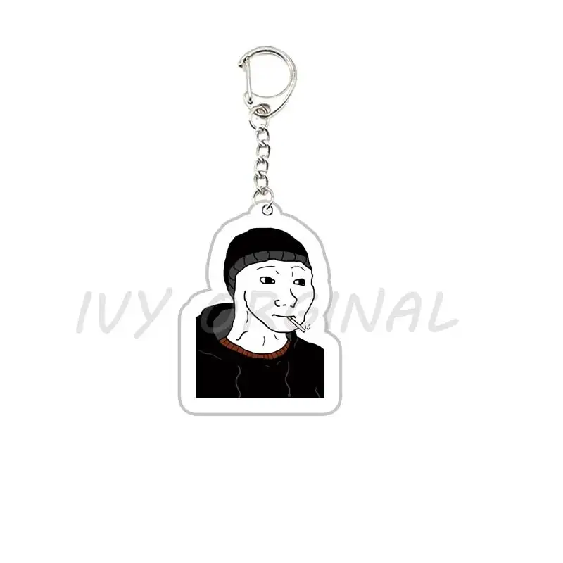 Acrylic Hot Doomer Meme Wojak Keychains for Accessories Bag Arcylic Catboy Pendant Keyrings Jewelry Friends Gamer Gift