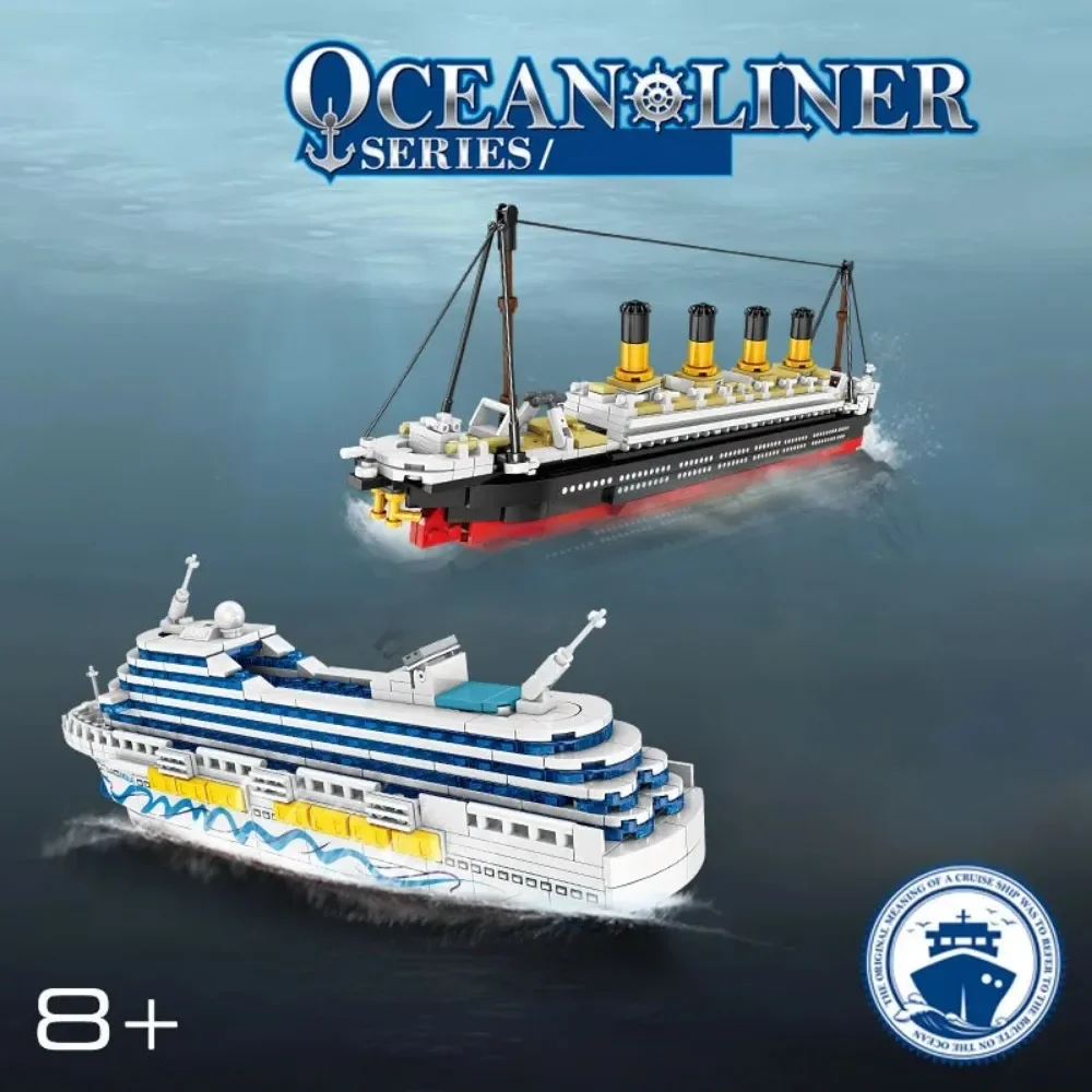 Titanic Model Boat Creative Luxury Cruise Ship Liner Vessel Building Blocks DIY 3D Model Bricks Toys for Children Gifts