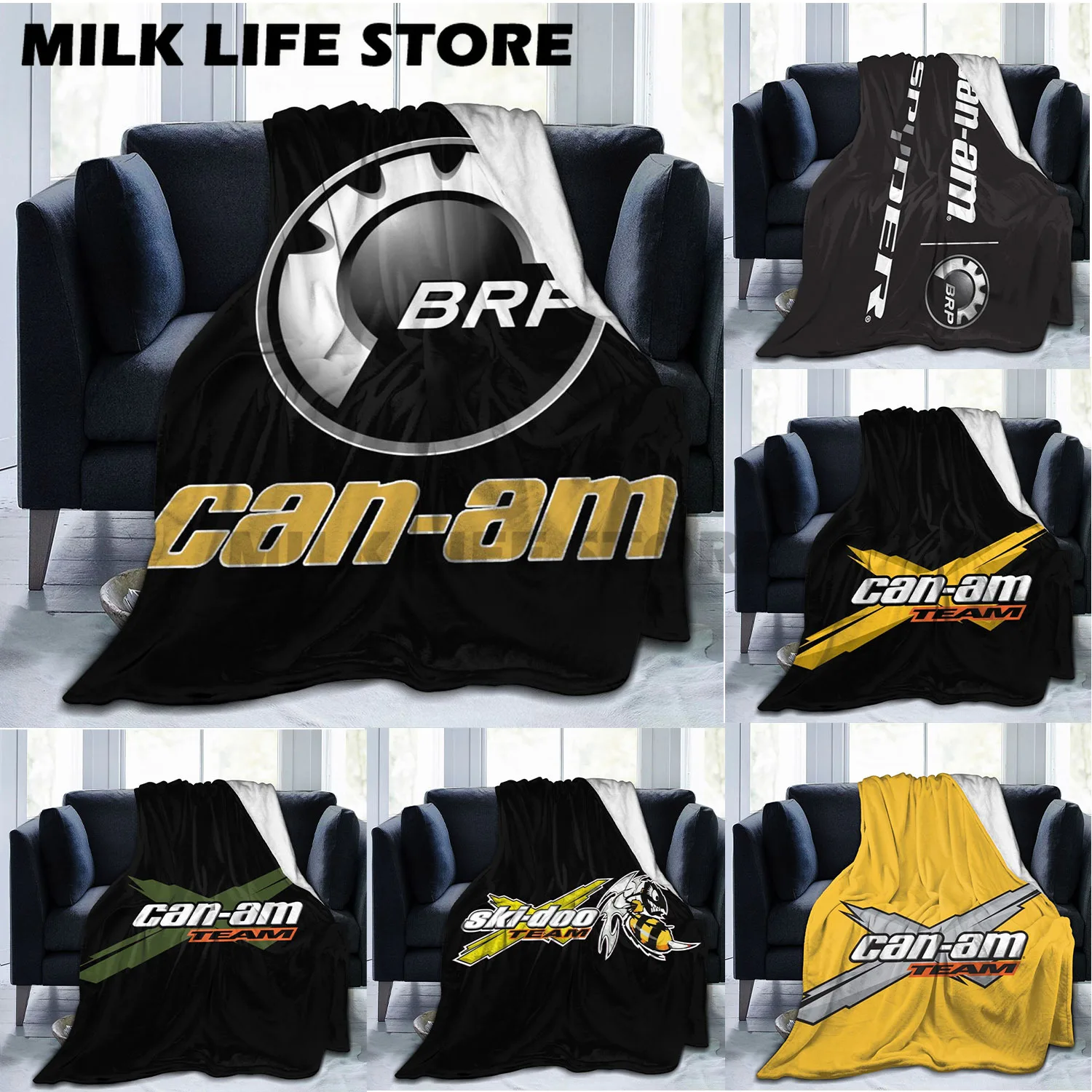 Can-AM Motorcycle Logo Printed Blanket Flange Warm Blanket Blankets for Beds Home Travel Blanket Cubre Cama Birthday Gift