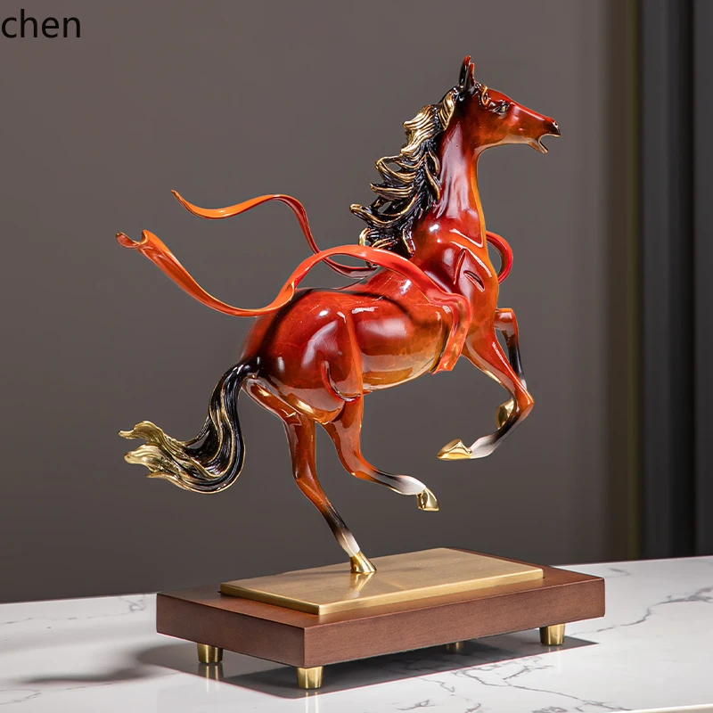Leading Horse Bronze Horse Ornament Office General Manager Desk Background Cabinet Decoration Brass