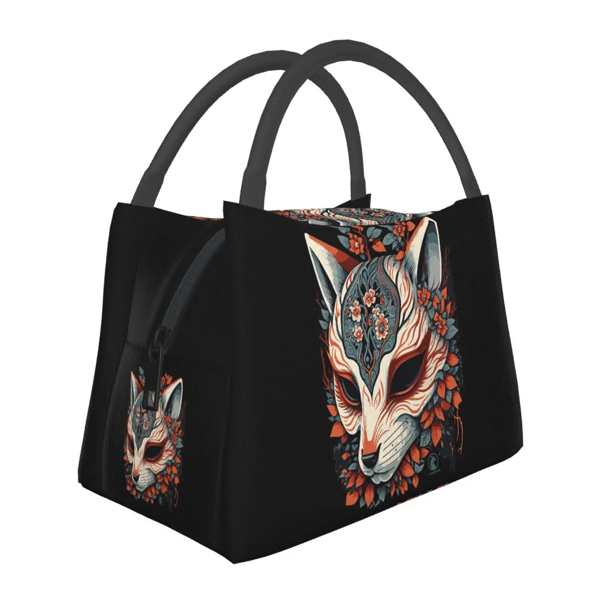 Kitsune Mask Kitsune Kamen Fox Lunch Bags Insulated Bento Box Lunch Tote Picnic Bags Cooler Thermal Bag for Woman Kids Travel