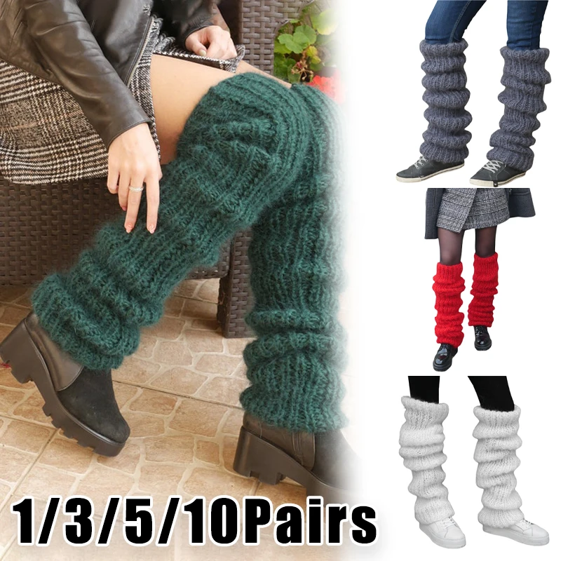 Womens Y2K Knit Mohair Stacked Socks Long Slouchy Fashionable Leg Warmers Casual Winter Oversized Socks