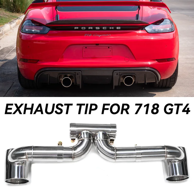 Dual Exhaust Pipes For Porsche 718 BOXSTER UP GT3 GT4 Look Stainless Steel Exhaust Muffler Tip Exhaust System Nozzle Tailpipe