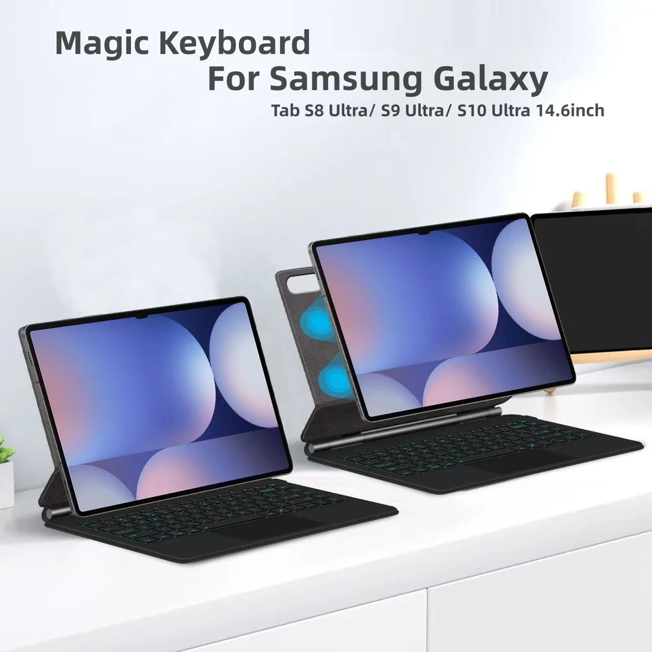 Magic Keyboard Cover for Samsung Galaxy Tab S8 S9 Ultra S10 Ultra 14.6inch Tablet Case Magnetic Smart Bluetooth backlit keyboard