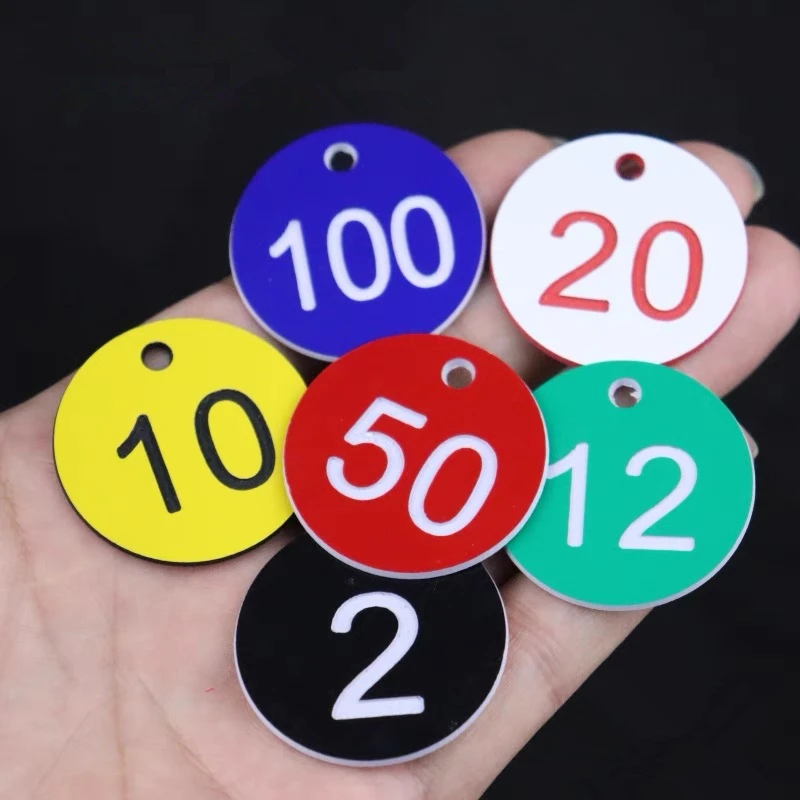 100Pcs Plastic ID Number Tags Key Ring Tag Locker Label for Gym Hotel Office Shcool Clothing Live Sale Round 1-100 Number Signs