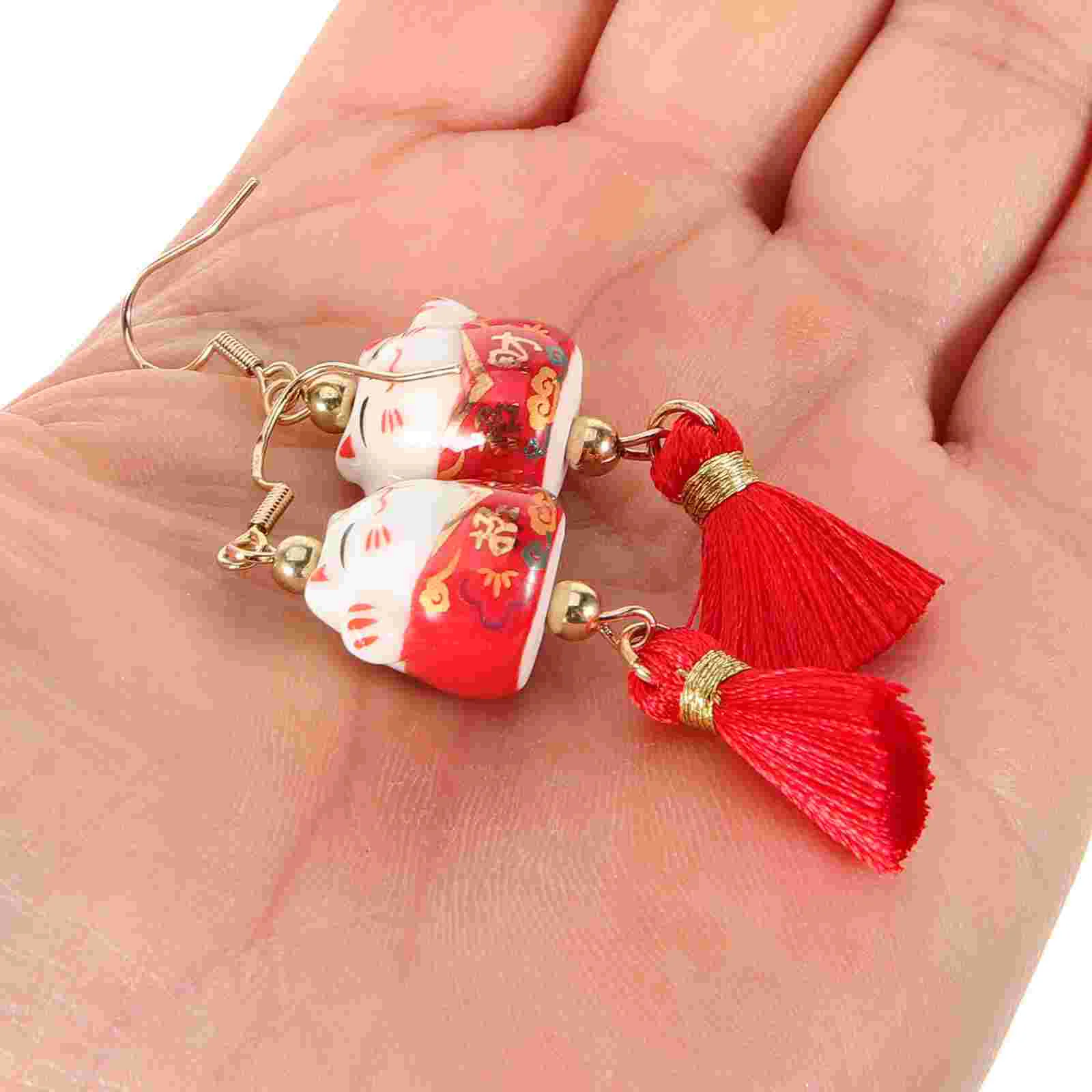 Christmas Decorations Earrings Women Dangling for Squat Decors Yellow Accessories