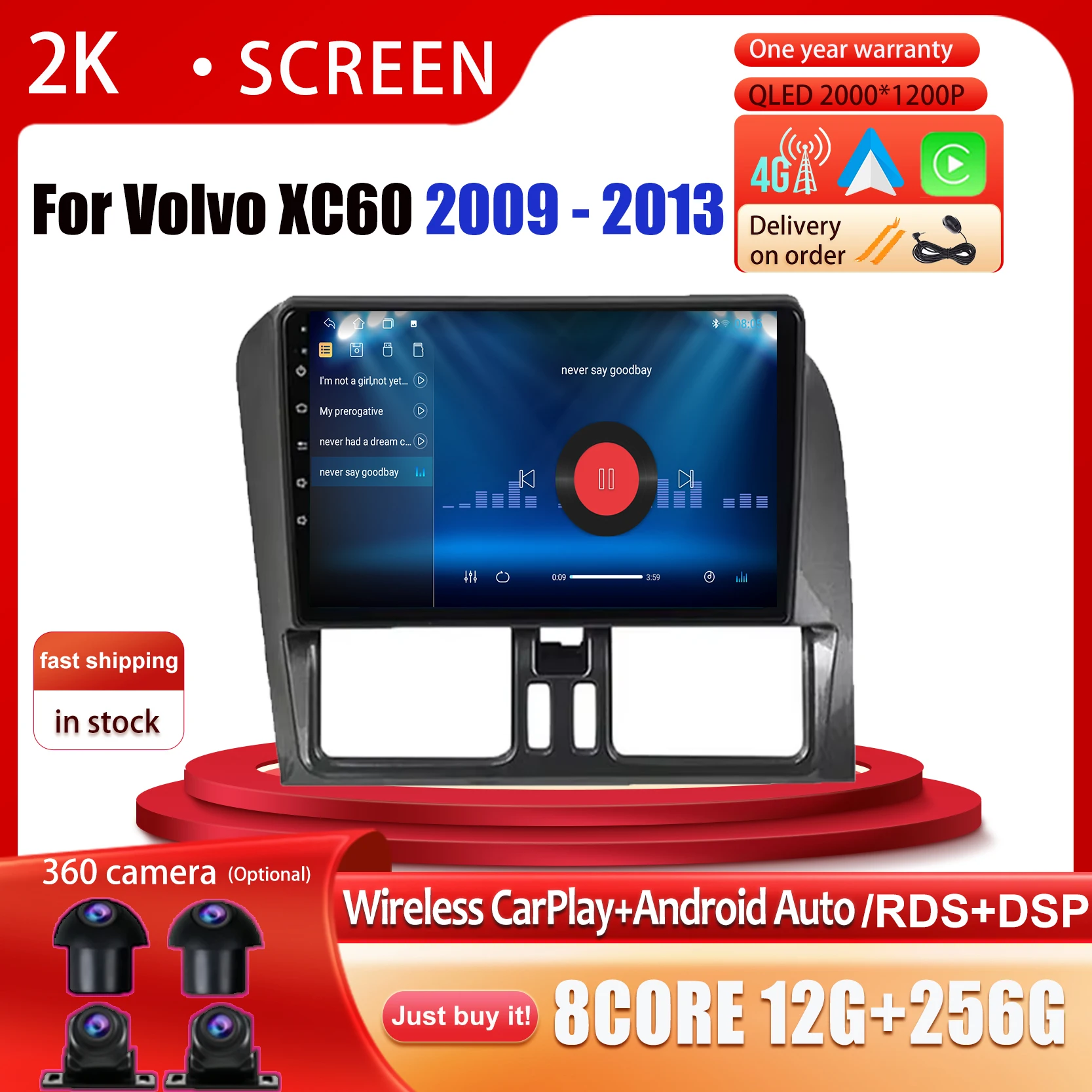 

Android 14 Car Radio Carplay For Volvo XC60 2009 - 2013 Stereo Multimedia Player GPS Navigation BT Carplay No 2din DVD