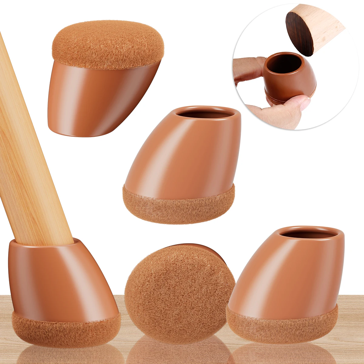 8PCS Chair Leg Floor Protectors Foot Cover  15-25° Thick Wrap Felt Pads Silicone Furniture Table 360° Protect Hardwood Floors