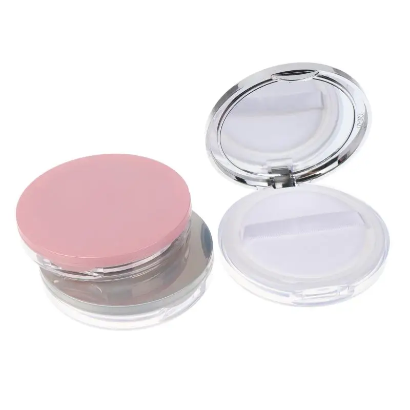 Ultra-thin Portable Powder Case With Mirror & Powder Puff 3-5g Leakproof Plastic Cosmetic Container for Travel Daily Use