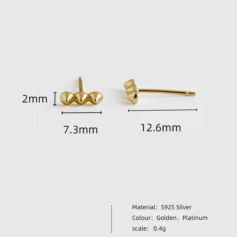 WANTME 925 Sterling Silver Minimalist Rivet Gothic Punk Stud Earrings for Women Trend French Spiket Piercing Jewelry Accessories