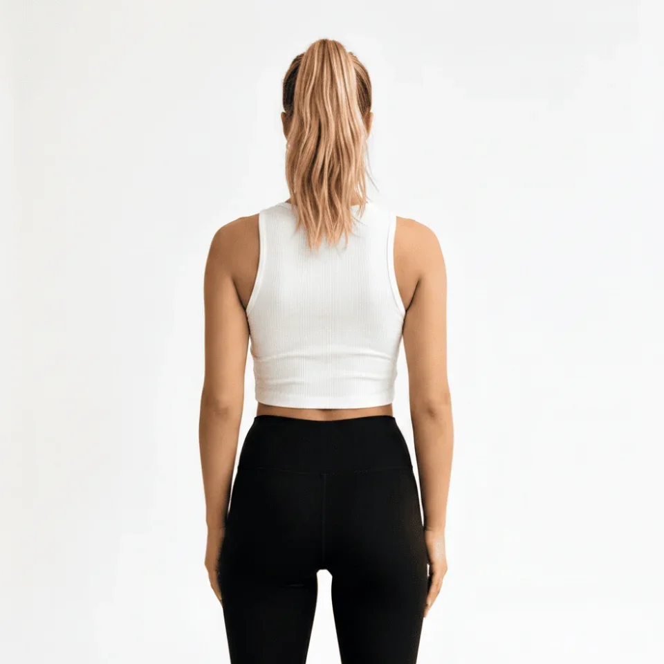 

Solid Color Seamless Rib-Knit Vest Sleeveless Quick-Drying Yoga Vest High-Elastic Belly-Baring Running Vest for Women