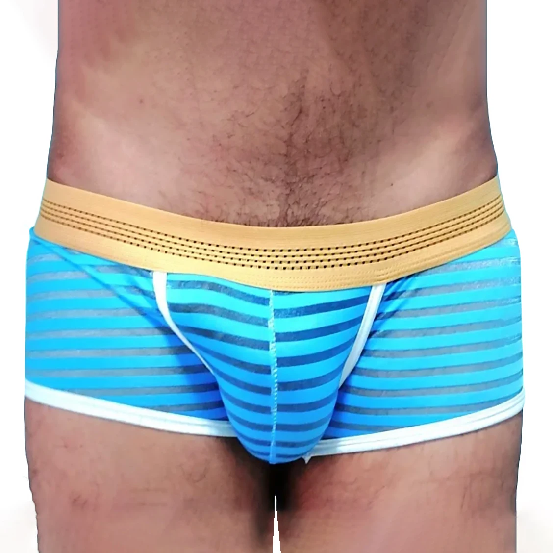 

Men's Semi Transparent Underwear U Convex Breathable Perspective Stripe Bulge Pouch Boxers Calzoncillos Hombre Male Lingeries