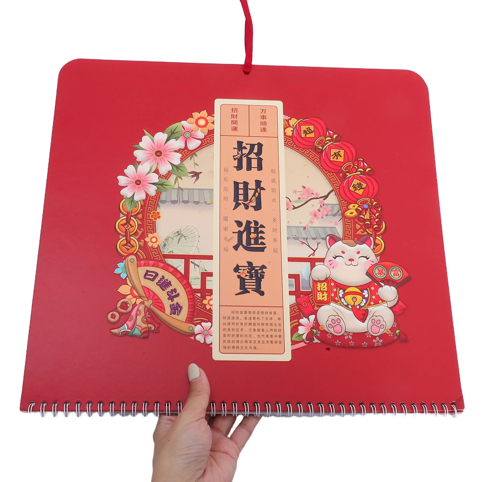 

Китайский подвесной настенный календарь на 2026 год лошади, красный прокрутка, ежемесячный планировщик, лунный Новый год, органайзер для домашнего офиса