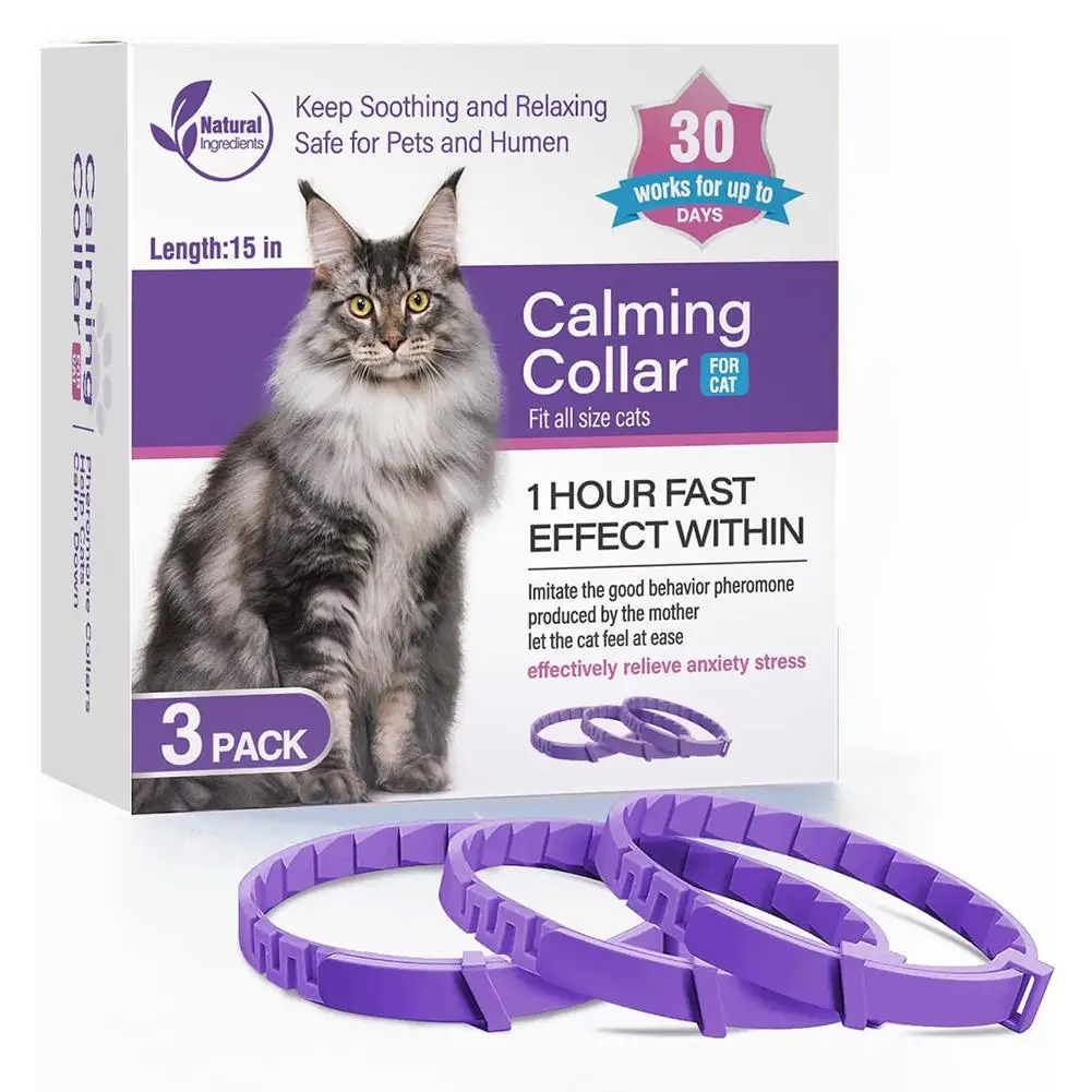 

3/4pcs Portable Pet Calming Collars Long Lasting Stress Anxiety Relief Pet Neck Accessories For Cats Dogs