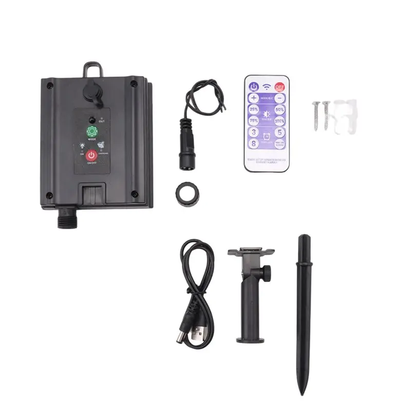 B50C Solar Battery Box For LED String Lights Outdoor String Lights Control Panel Lithium Panel Light W/Remote Control (24V)