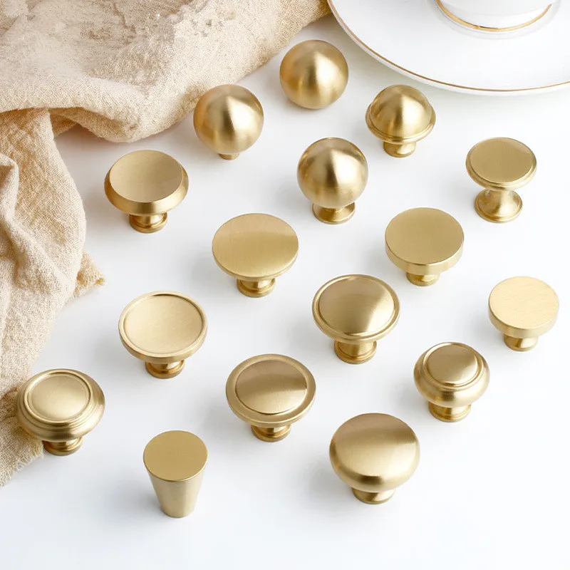 10Pcs Single Hole Solid Brass Round Handle Knob Cabinet Wardrobe Antique Brass Hook Circular Elegant Pull Hardware