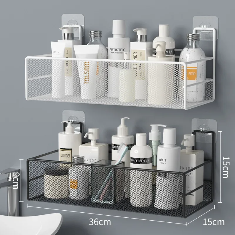 

Wall-mounted Bathroom Shelf Punch-free Shower Shampoo Shelf Toilet Accessories Storage Shelf Kitchen Condiment Storage Basket