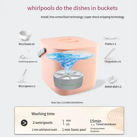 Bärbar mini ultraljudsdiskmaskin USB trådlös frukt- och grönsaksdiskmaskin elektrisk kök hem diskmaskin rengöringsmaskin 6 best sales diskmaskin - №5