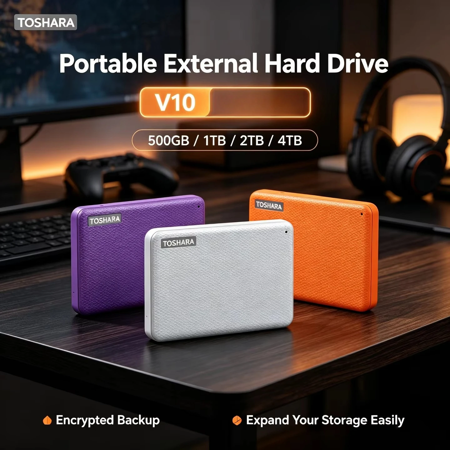 4TB 2TB 1TB 500GB TOSHARA Portable External Hard Drive Original High-Speed Encrypted Wide Compatibility Reliable Storage