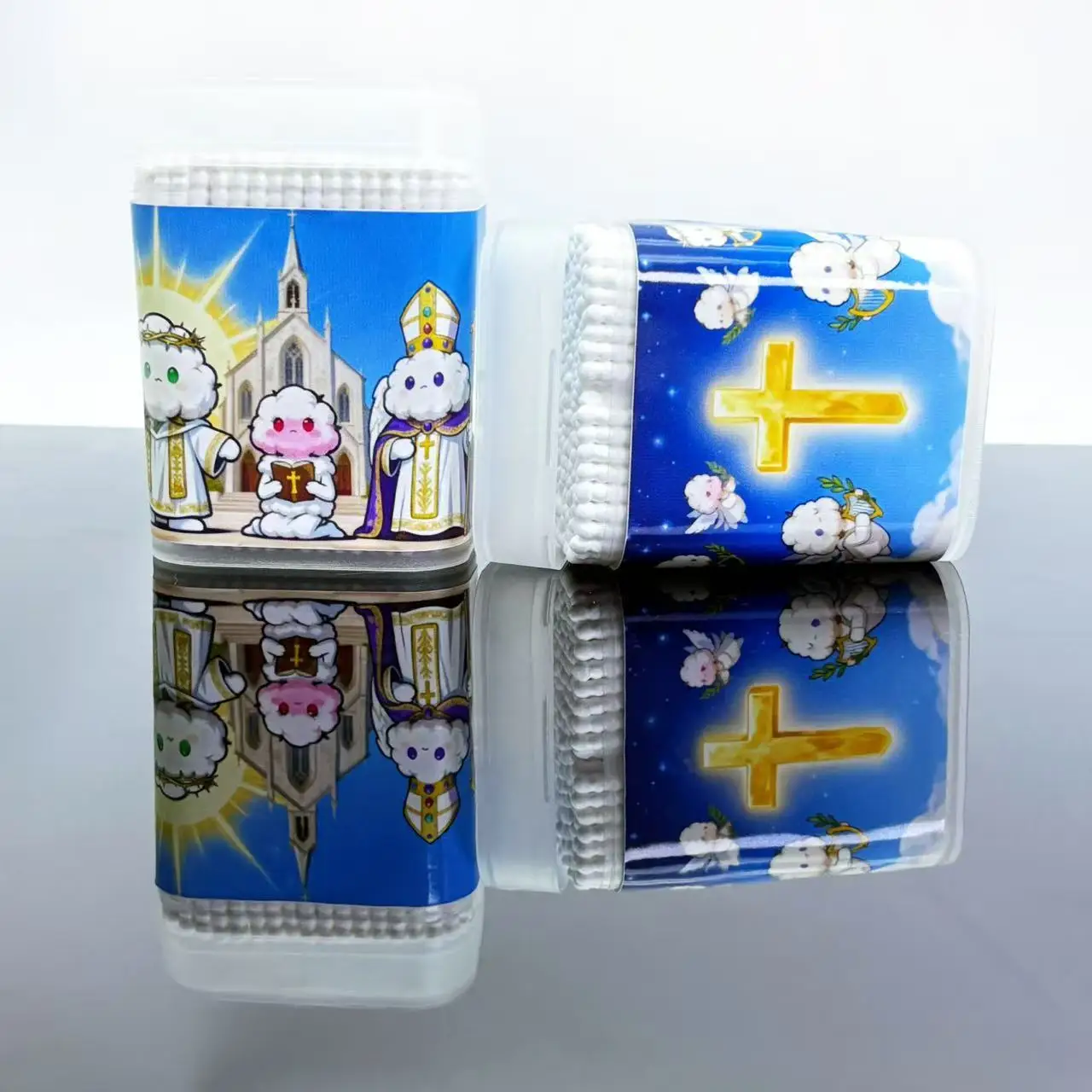 400개 종교 테마 양면 흰색 면봉 창의적인 나선형 및 십자가 요소 포함