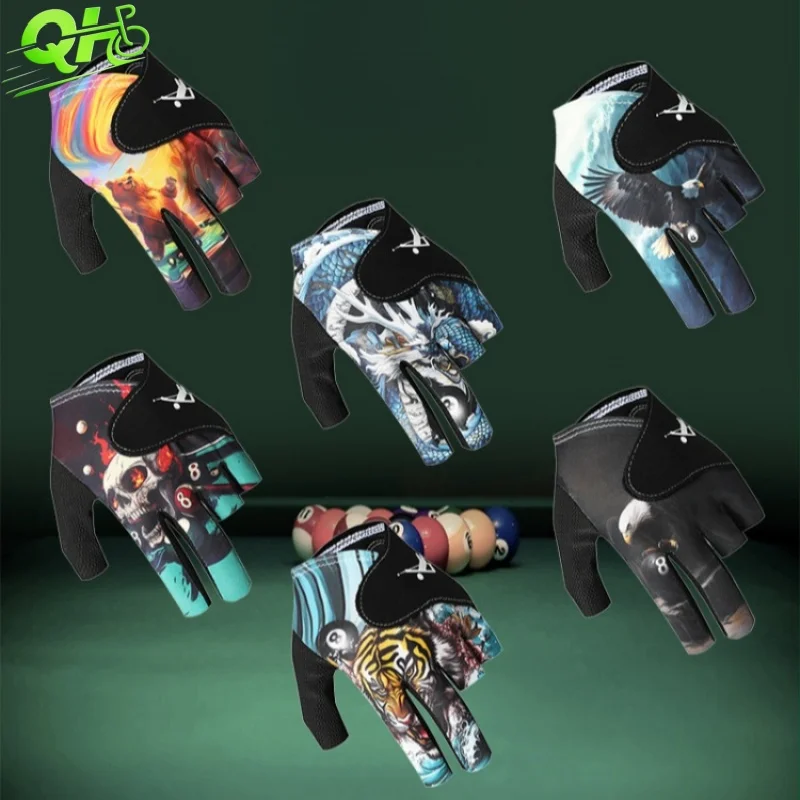 

Open Three Finger Billiards Gloves Snooker Left Right Hand Half Finger Breathable Enhanced Grip Billiard Training Accessories