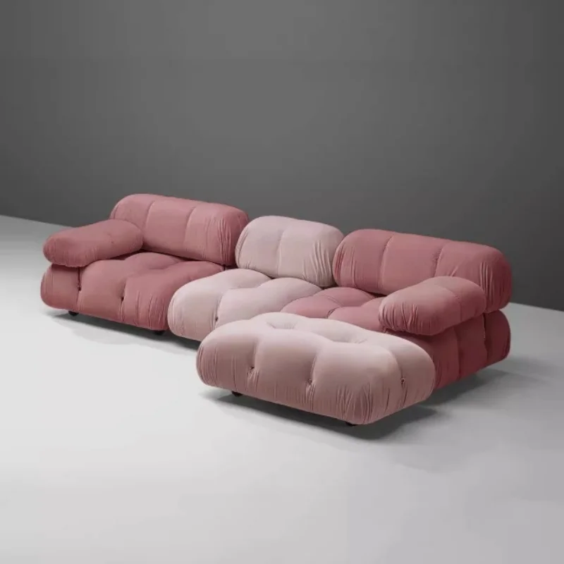 

Modern Design Sofa Set L-Shape Sectional Velvet Couch with Wood Legs for Living Room Furniture